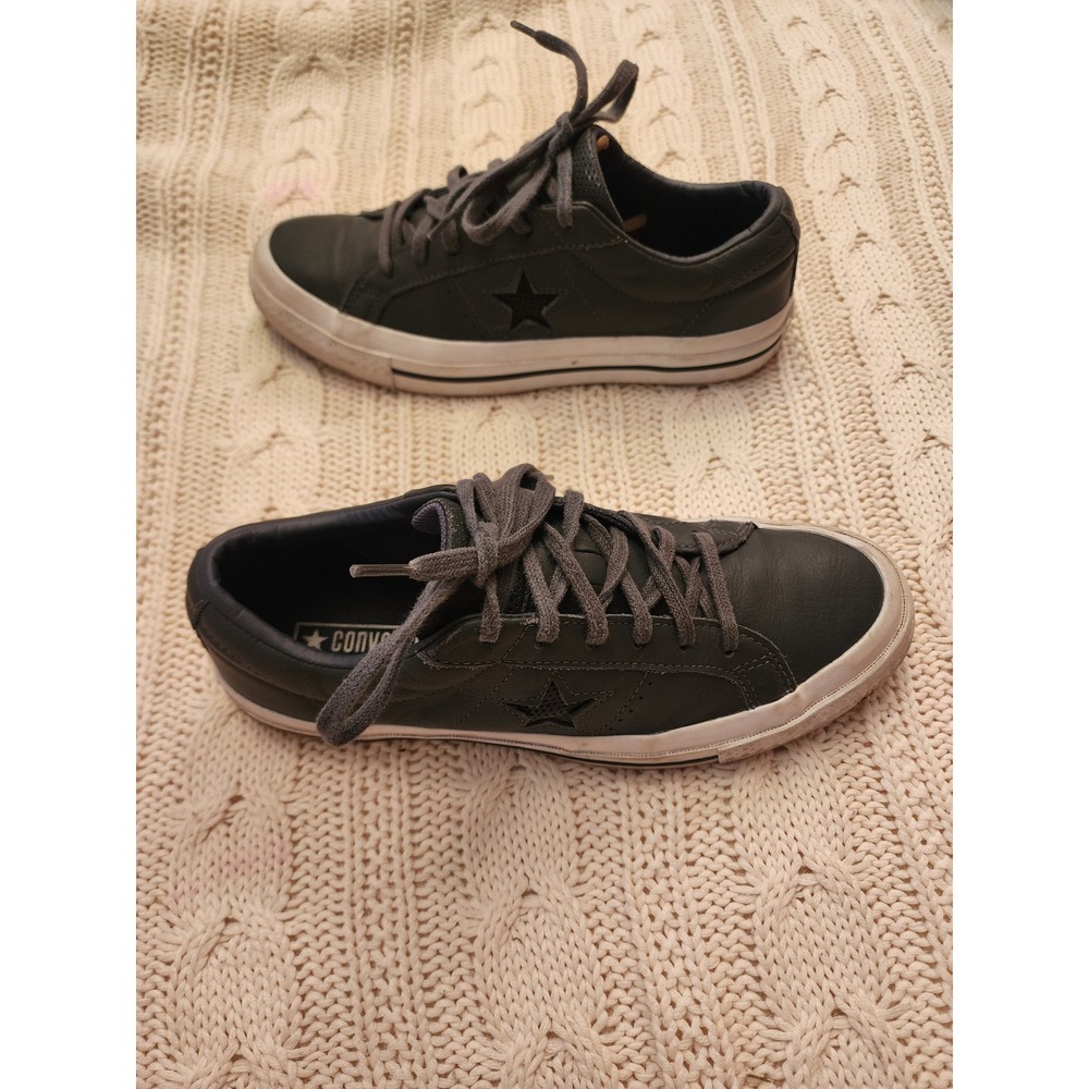 Converse One Star Prime Dark Grey Charcoal Leather Sneakers W8 / M6 158469C - Picture 9 of 9